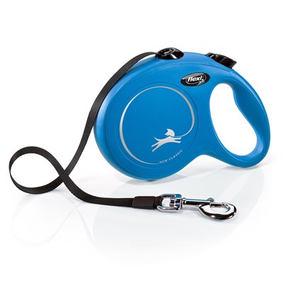Flexi New Classic Retractable Tape Dog Leash, Blue, Large, 16-ft