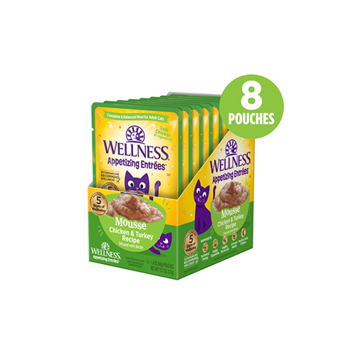 Wellness Appetizing Entrees Mousse Chicken & Turkey Recipe Infused with Broth Wet Cat Food, 1.4-oz