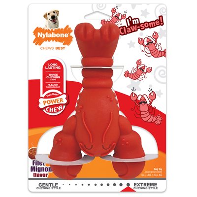 Nylabone Power Chew Lobster Dog Toy Filet Mignon, Extra-Large/Souper