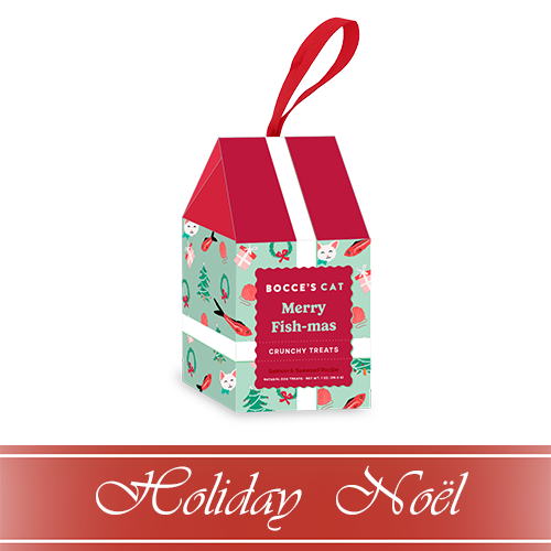Bocce's Bakery HOLIDAY Merry Fish-mas Ornament, Salmon & Seaweed Recipe Crunchy Cat Treats 1oz
