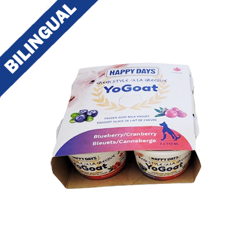 HAPPY DAYS YoGoat Blueberry/Cranberry Greek Style Frozen Goat Milk Yogurt 4 x 110ml
