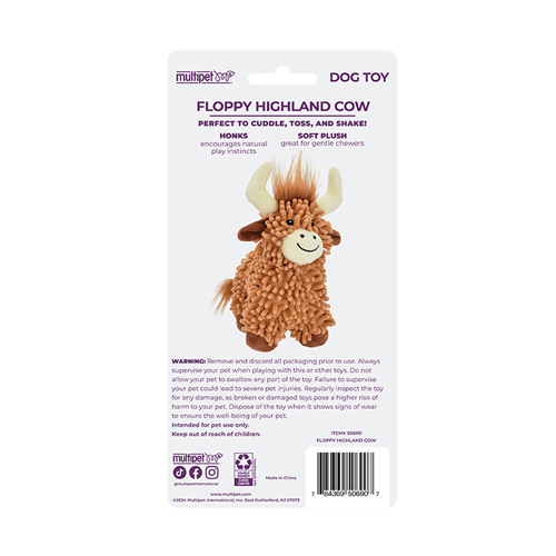 Multipet Floppy Highland Cow Dog Toy