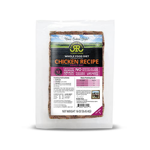 Raised Right® Adult Cat Chicken Recipe Frozen Cat Food, 1-lb