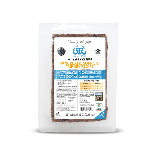 Raised Right® Adult Dog Pancreatic Support Turkey Recipe Frozen Dog Food, 1-lb