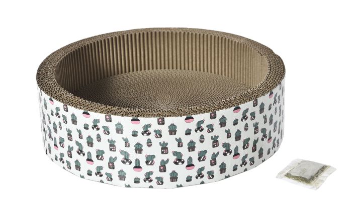 Bud'Z Scratch Box With Bag Of Catnip - Cactus Cat, 40x40x11,5 cm