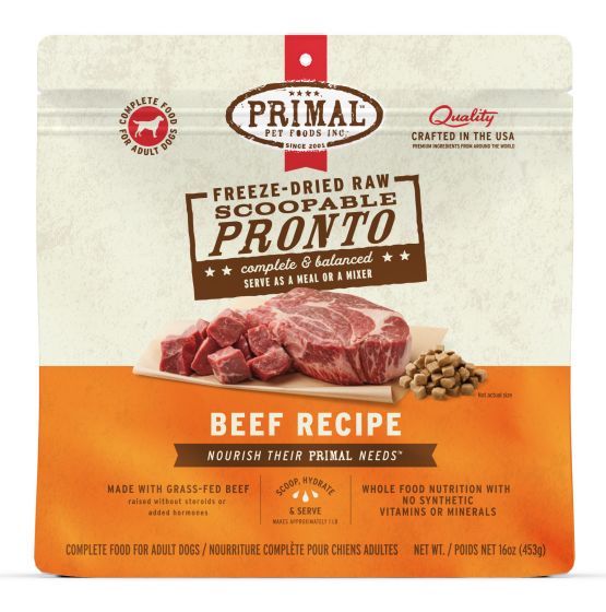Primal Pronto Raw Freeze-Dried Beef Recipe Dog Food, 16-oz