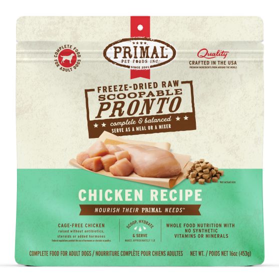 Primal Pronto Raw Freeze-Dried Chicken Recipe Dog Food, 16-oz