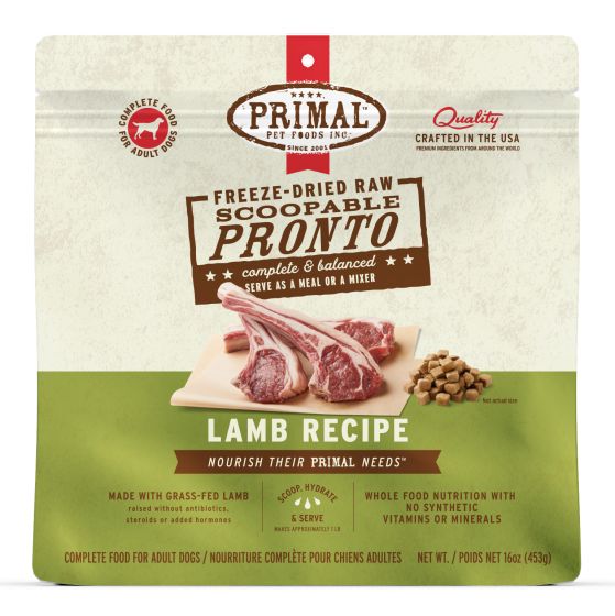 Primal Pronto Raw Freeze-Dried Lamb Recipe Dog Food, 16-oz