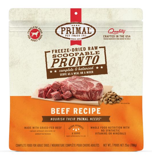 Primal Pronto Raw Freeze-Dried Beef Recipe Dog Food, 25-oz