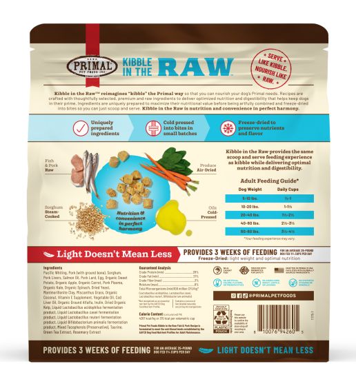 Primal - Kibble In The Raw - Fish & Pork Recipe - Dog - 5.4-lb