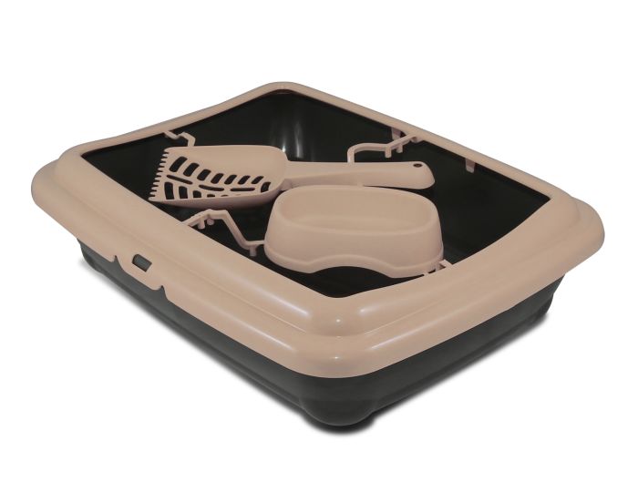 Bergamo Birba Litter Pan Starter Kit Mocaccino Cat 1pc 46x36x12cm