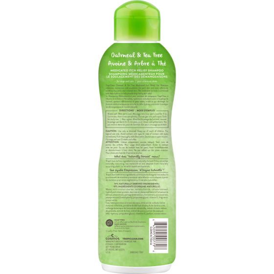 Tropiclean Oatmeal & Tea Tree Medicated Itch Relief Pet Shampoo, 20-oz