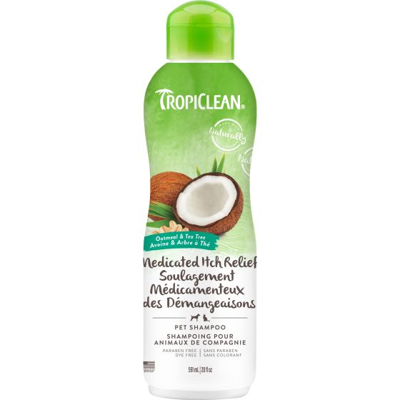 Tropiclean Oatmeal & Tea Tree Medicated Itch Relief Pet Shampoo, 20-oz