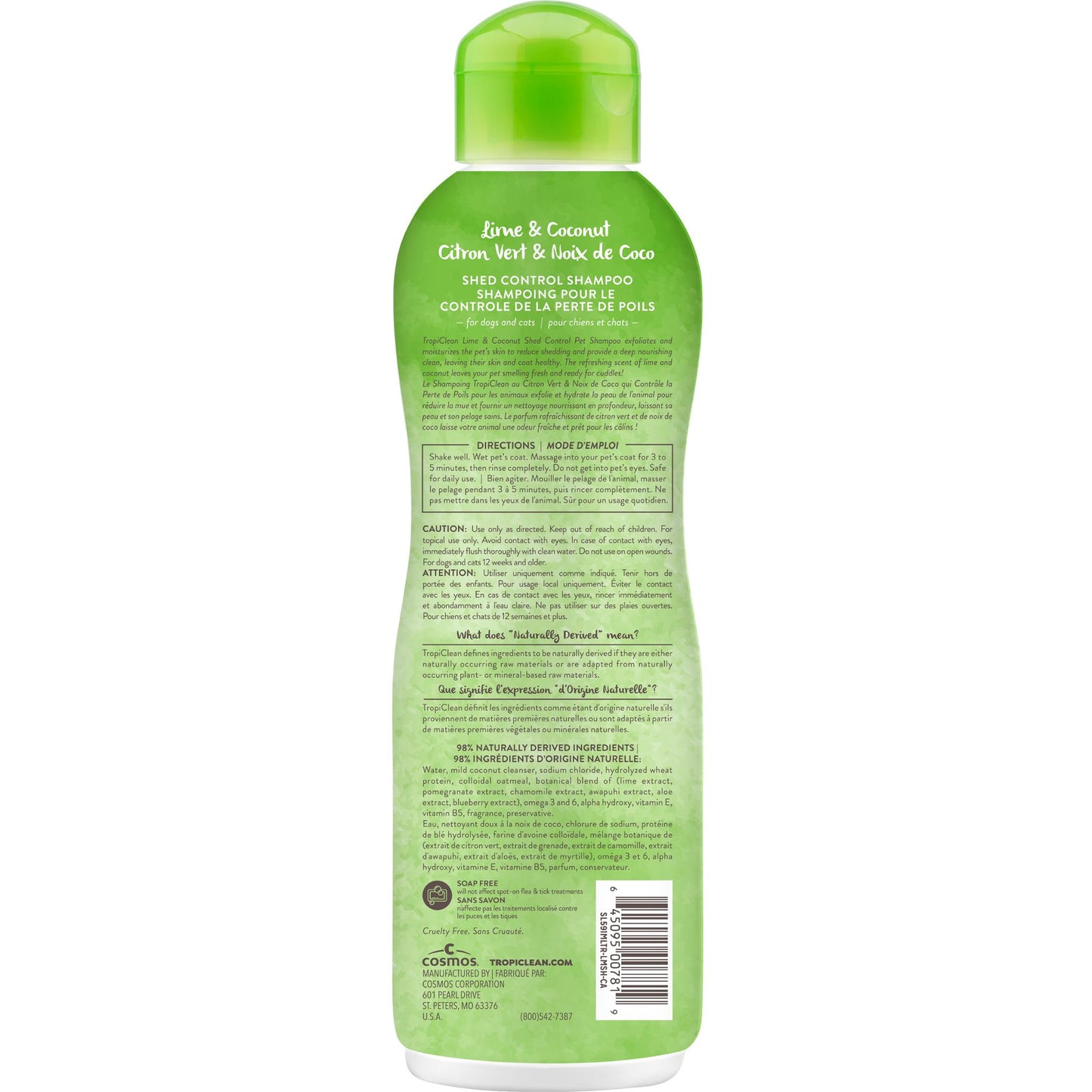 Tropiclean Lime & Coconut Shed Control Pet Shampoo, 20-oz
