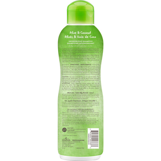 Tropiclean Aloe & Coconut Deodorizing Pet Shampoo, Naturally Derived Ingredients, 20-oz