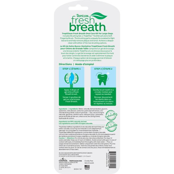 Tropiclean Fresh Breath Oral Care Kit for Large Dogs, 2-oz