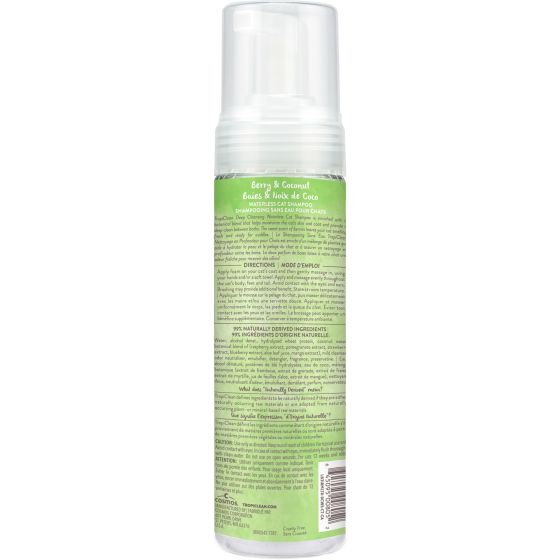 Tropiclean Waterless Cat Shampoo, Deep Cleansing Berry & Coconut Scent, 7.4-oz