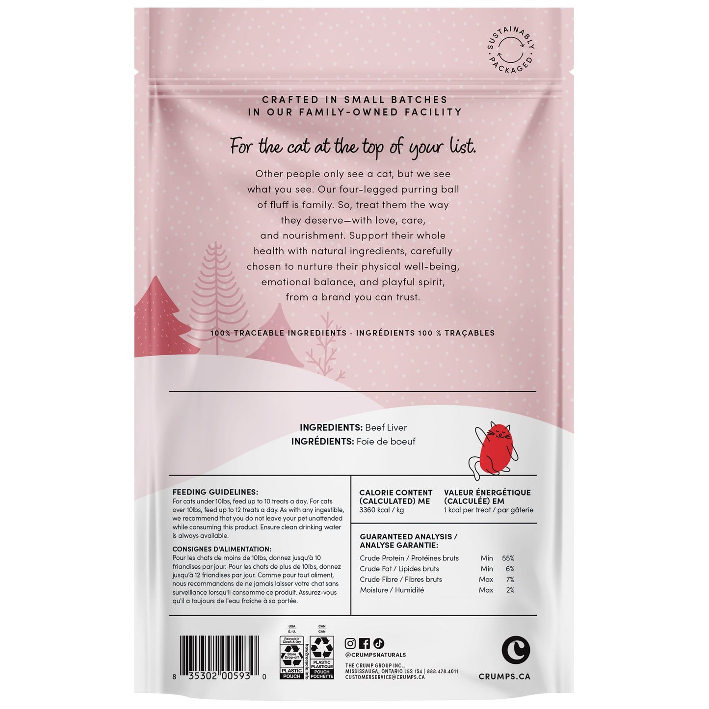 Crumps Holiday Festive Freeze Dried Beef Cat Treats, 30-g