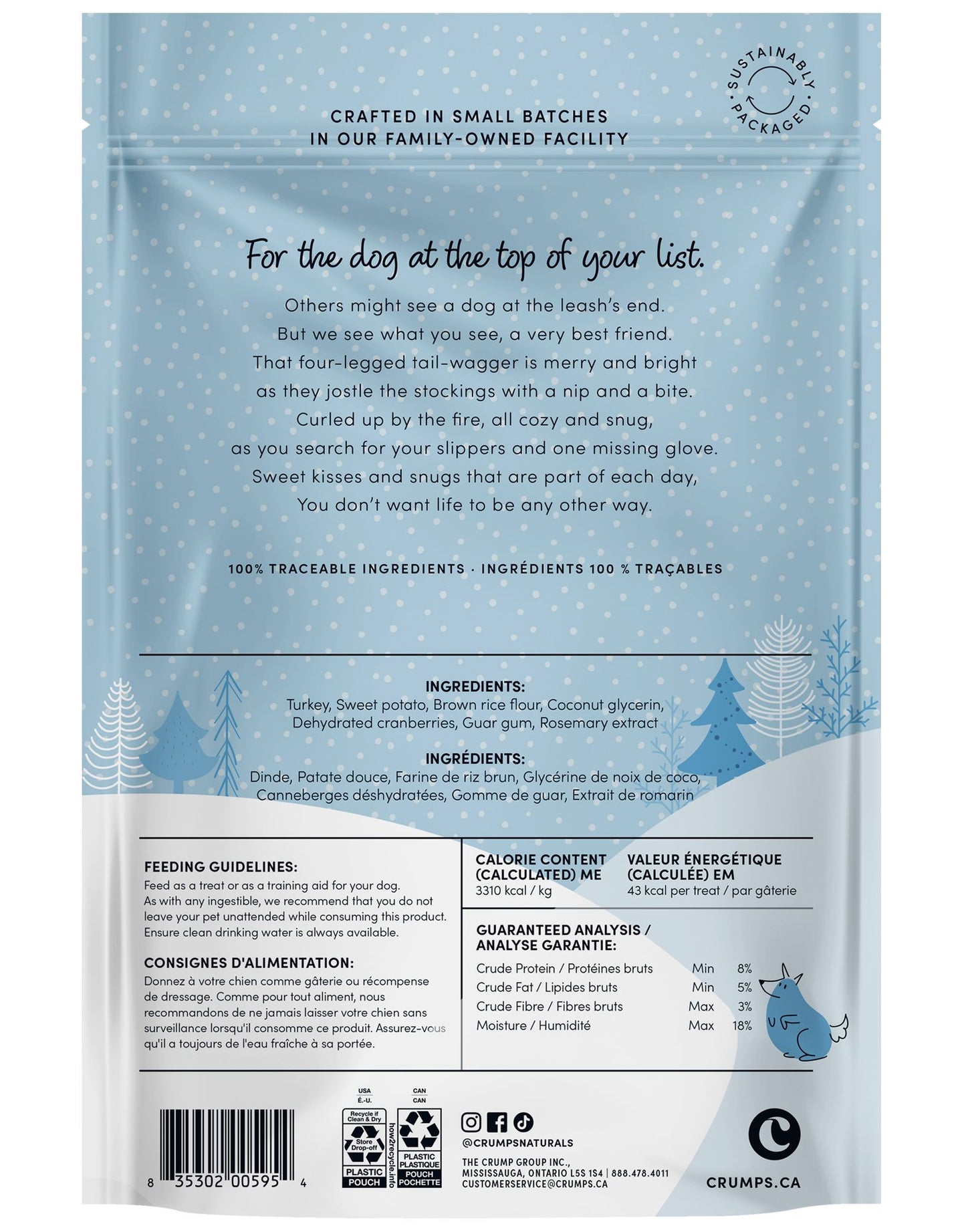 Crumps Holiday Festive Cookies Turkey & Cranberries Treat Dog, 270-g