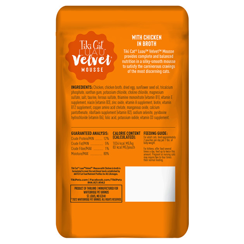 Tiki Cat Luau Velvet Mousse with Chicken in Broth Wet Cat Food, 2.8-oz