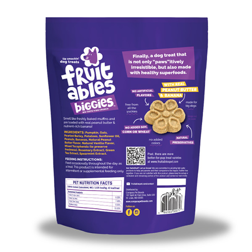 Fruitables BIGGIES With Real Peanut Butter & Banana Dog Treat, 16-oz