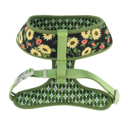 COASTAL Sublime Reversible Harness, Sunflower w Green Argyle, XS