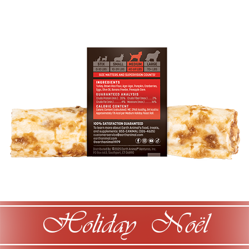 Earth Animal® No-Hide® HOLIDAY Holiday Feast Recipe Rolls, Medium