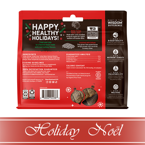 Earth Animal® Wisdom™ HOLIDAY Holiday Feast Recipe Air-Dried Jerky Dog Treat, 4-oz
