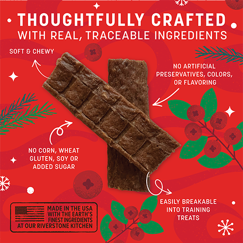 Earth Animal® Wisdom™ HOLIDAY Holiday Feast Recipe Air-Dried Jerky Dog Treat, 4-oz