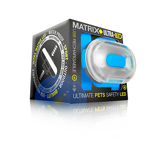 Max & Molly Urban Pets Matrix Ultra LED Safety Light Blue