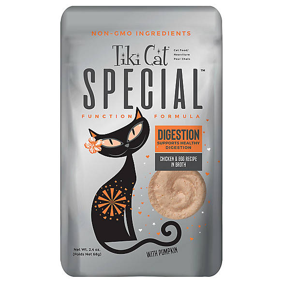Tiki Cat Special Mousse Functional Digestion Chicken, Egg & Pumpkin Wet Cat Food Pouch, 2.4-oz (Size: 2.4-oz)