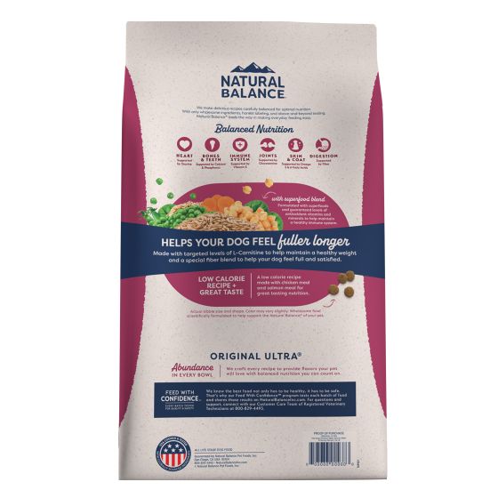 Natural Balance Original Ultra Fat Dogs Chicken Meal, Salmon Meal And Barley Recipe Dog 11lb
