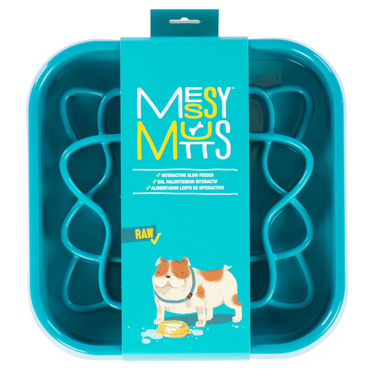 Messy Mutts Interactive Square Slow Feeder Blue, 8 Cup