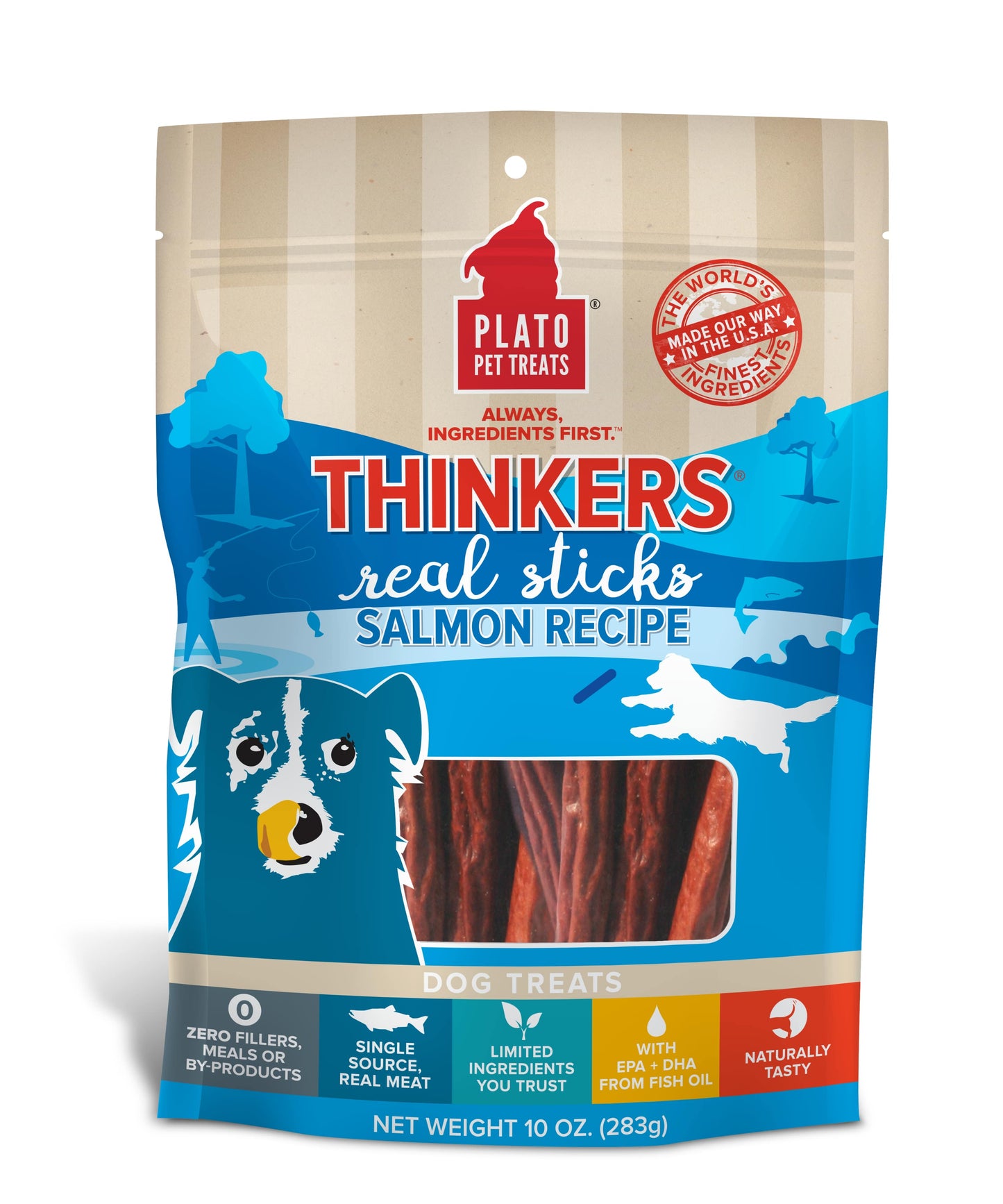 Plato Pet Treats Thinkers Salmon, 10-oz