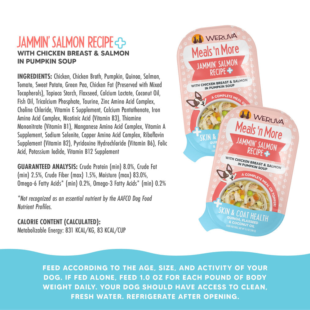 WERUVA MNM Jammin' Salmon Recipe Plus Wet Dog Food, 3.5-oz