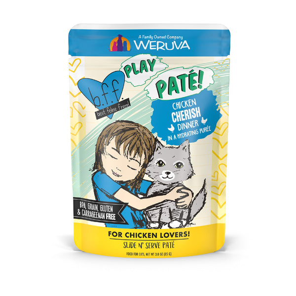 BFF PLAY PATE Chicken Cherish Wet Cat Food Pouch, 3-oz