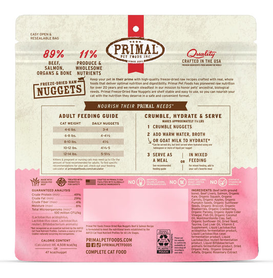 Primal Raw Freeze-Dried Nuggets Beef & Salmon Formula Cat Food, 5.5-oz