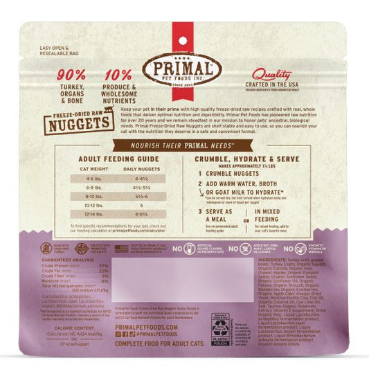 Primal Raw Freeze-Dried Nuggets Turkey Formula Cat Food, 5.5-oz