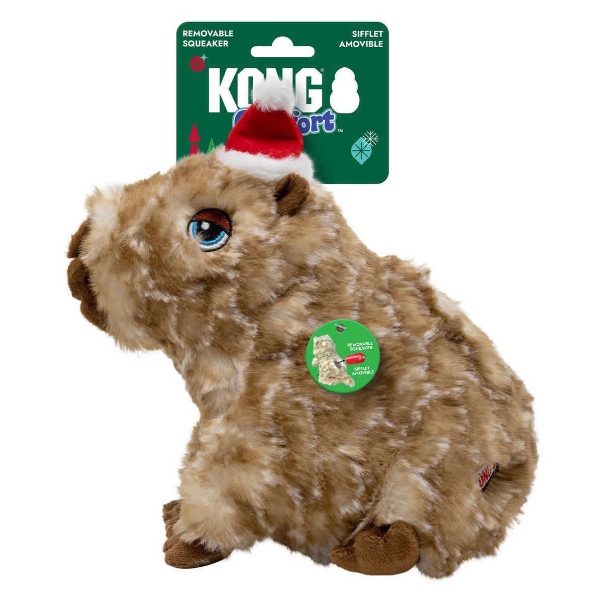 KONG Holiday Comfort Wuzzeez Capybara Plush Dog Toy Medium