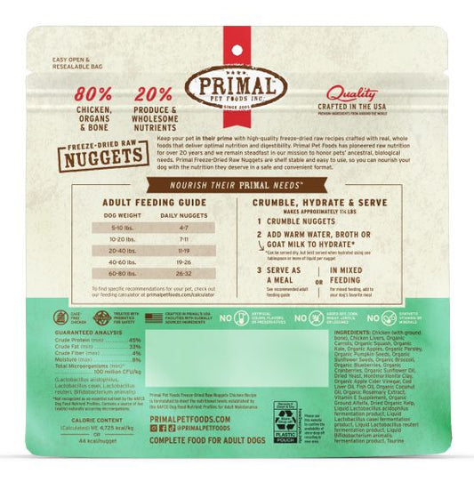 Primal Raw Freeze-Dried Nuggets Chicken Formula Dog Food, 5.5-oz