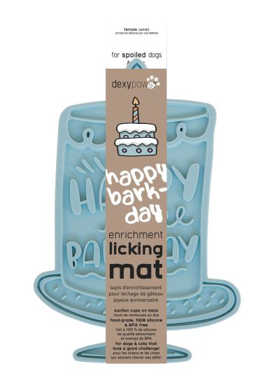Dexypaws - Happy Bark-day Enrichment Lick Mat, Blue