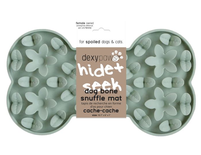 Dexypaws- Silicone Snuffle Mat "Hide + Seek" Bone - Sage Green