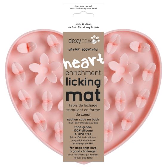 Dexypaws Silicone Snuffle Mat "Hide + Seek" Heart, Pink