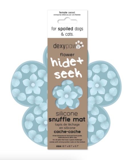 Dexypaws - Flower Hide and Seek Silicone Snuffle Mat, Sky Blue