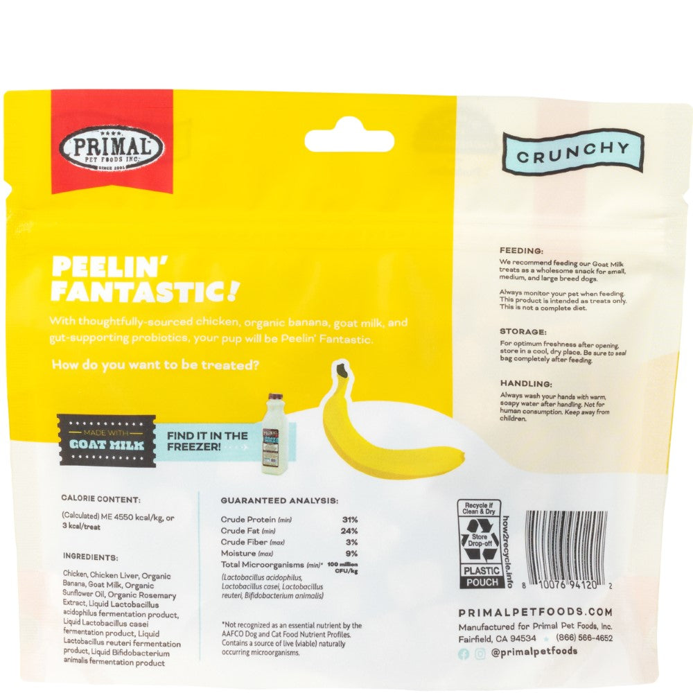 Primal Peelin Fantastic Chicken & Banana with Goat Milk Freeze-Dried Dog Treats, 2-oz (Size: 2-oz)