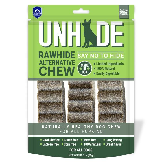 Unhide Rawhide Alternative Chew Small Dog 3pk, 3-oz