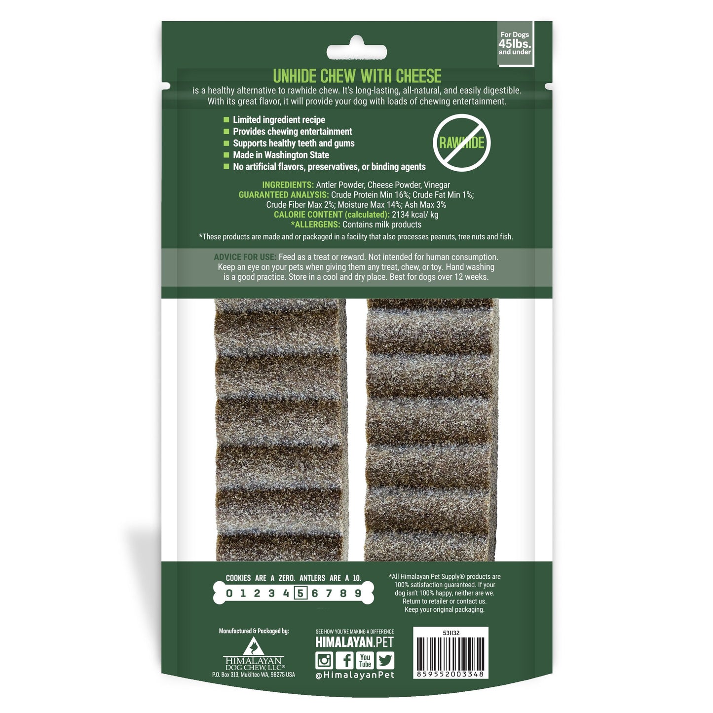 Unhide Rawhide Alternative Chew Medium Dog 2pk, 6-oz