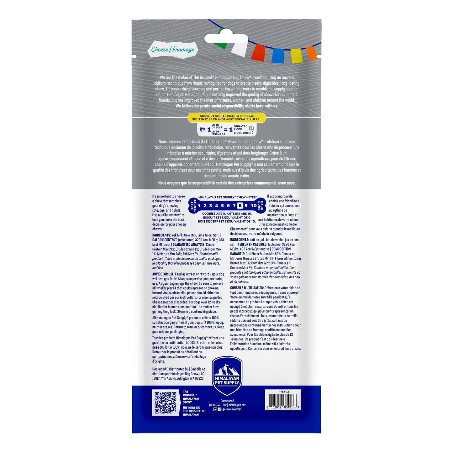 Himalayan Dog Chew - Original Cheese - XL - (Grey - 70 lbs and under) - 156g Bilingual