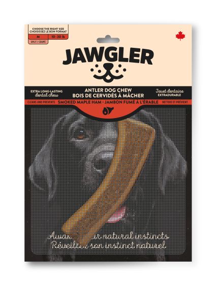 Jawgler Antler Dog Chew, Split Smoked Ham, Medium