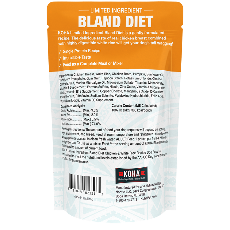 KOHA Bland Diet - Chicken + White Rice, 12.5oz
